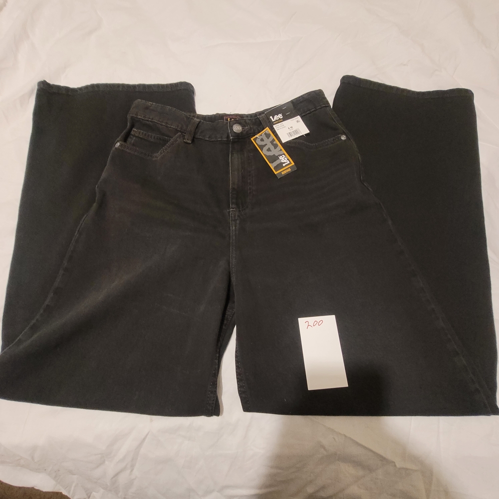 Lee Women's Black Wide Leg Jeans Size 8M New.